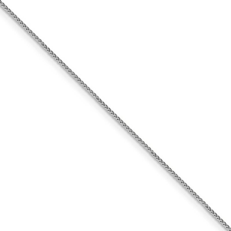 0.8mm 10k White Gold Solid Spiga Chain Necklace, 20 Inch